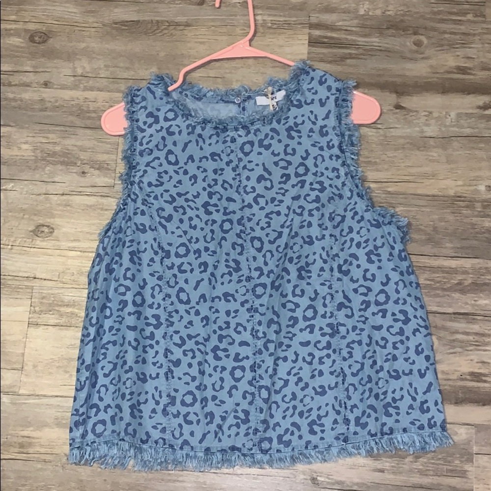 Light blue cheetah print tencel top